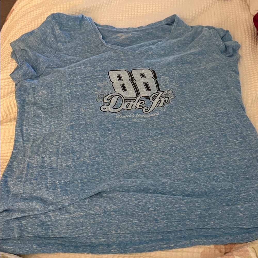 NASCAR Women’s heather Blue Dale Jr # 88 Hendrick Motorsports T-Shirt-XL-worn 1X